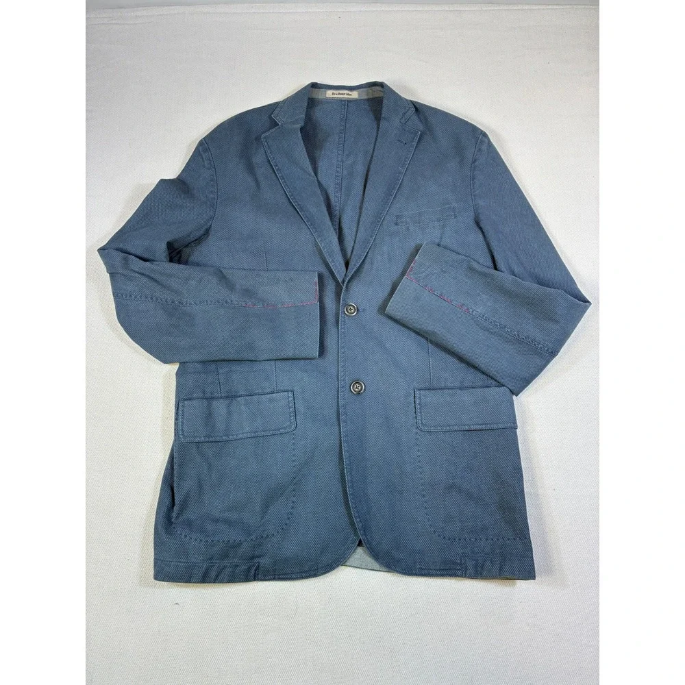 Richard Choi The Light Jacket Mens 50 IT Slate Blue Textured‎ Cotton Blazer